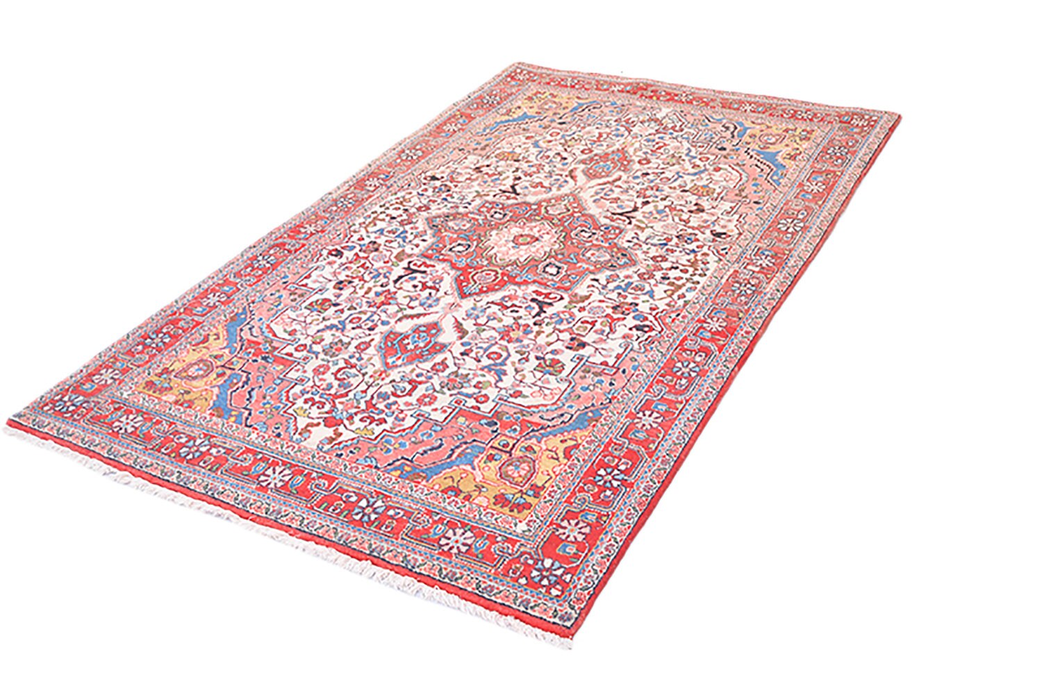 6.10 x 4.3 Feet | Vintage Pink Rug | Bright Medallion Rug | Floral Persian Design Rug | Pink Blue Yelllow Rug | Handwoven Wool Rug