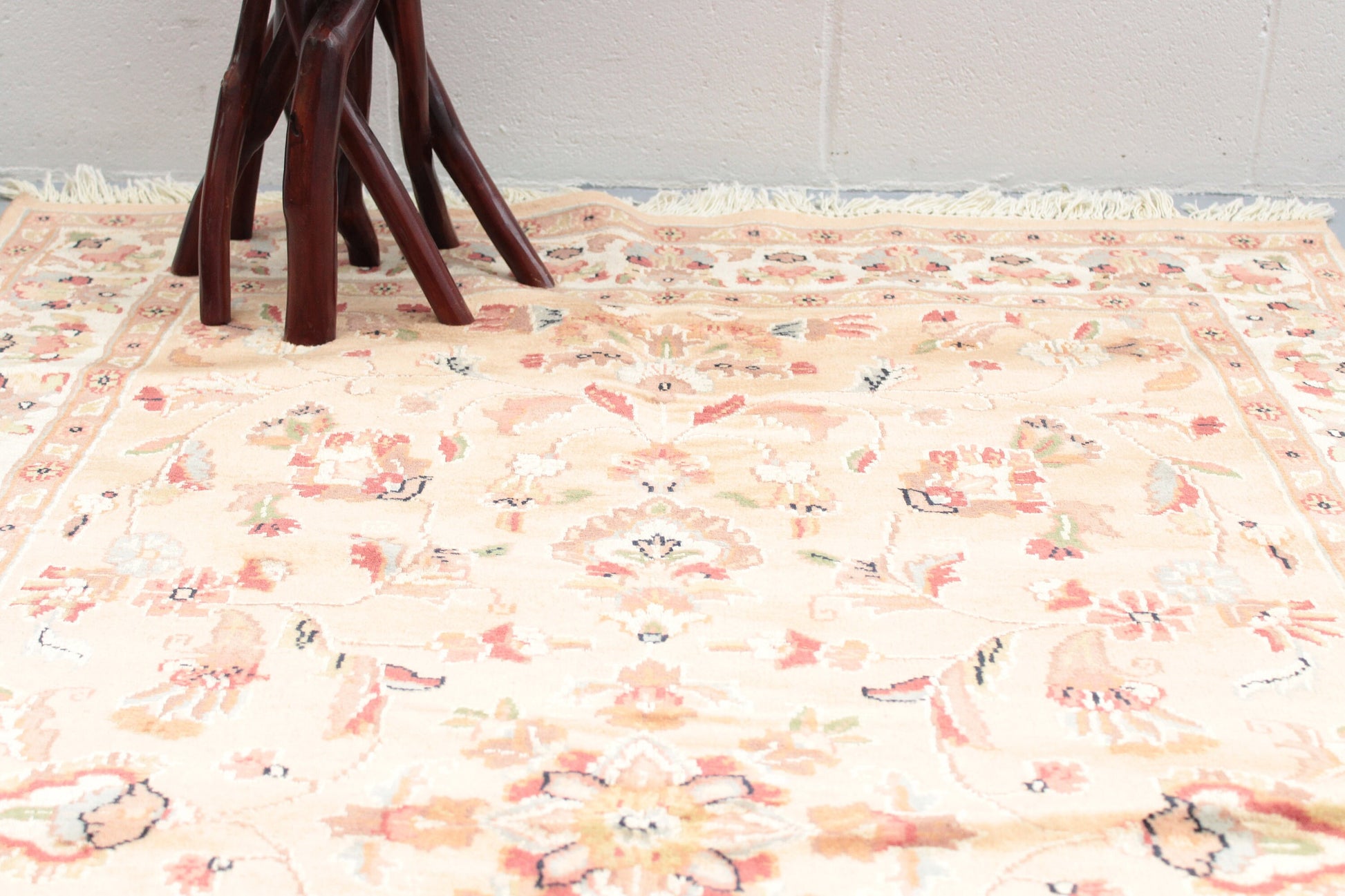 Neutral Vintage Rug | Oriental Pakistani Rug | Beige and Light Pink Rug | 4 x 6 Area Rug | Farmhouse Area Rug | Hand Knotted Traditional Rug