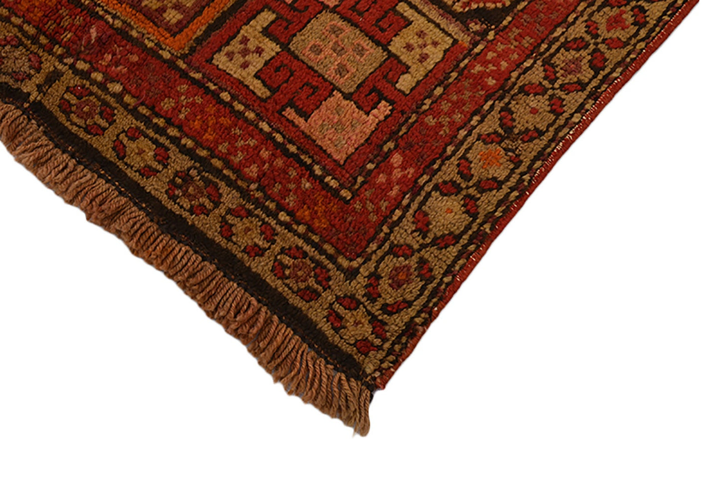 Long Antique 3x7 Runner Rug | Red Yellow  Bohemian Rug | Vintage Tribal Rug | Wool Handmade Rug | Antique Oriental Rug