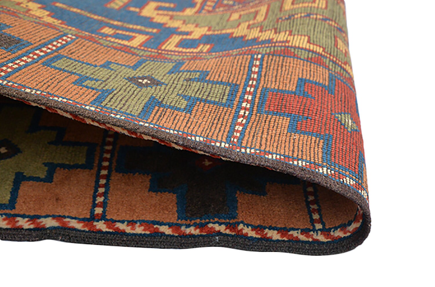 Size 9.5 x 7.2 Ft Handmade Rug | Antique Persian Rug | Orange Tribal Rug | Navy Medallion Rug | Beige Geometric Border | Wool Large Area Rug