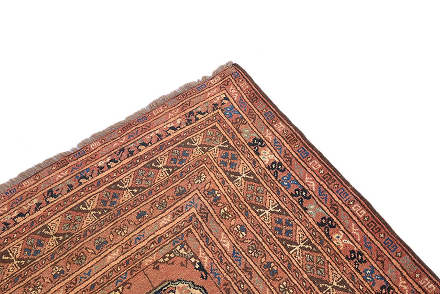 Coral Orange Rug | Vintage Afghani Persian Rug | Area rug | 6 x 9 Feet | Bordered Rug | Wool Handmade Rug
