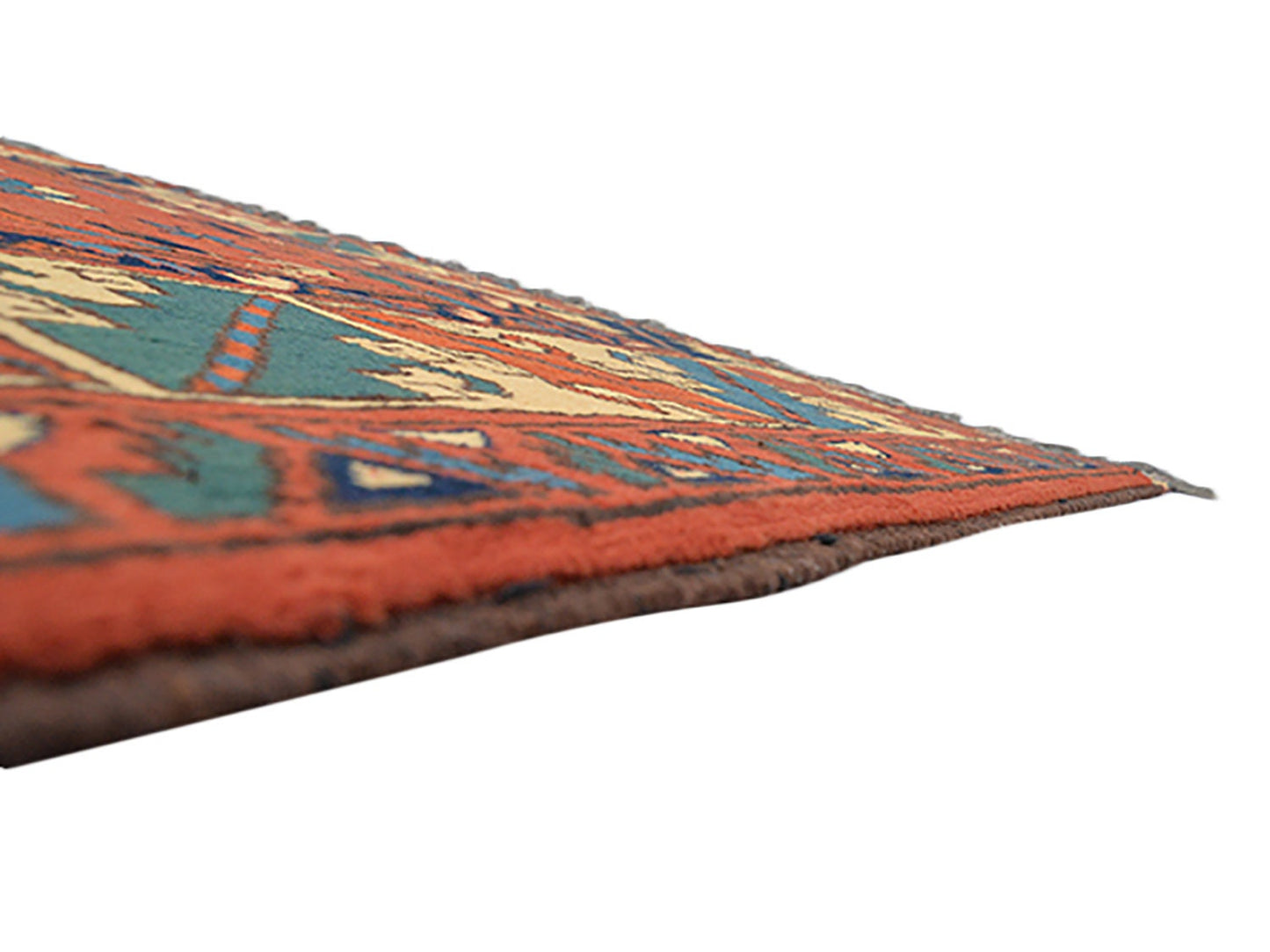 Large Hand Knotted 7x9 Vintage Rug with Rust Red Color and Tribal Geometric Border