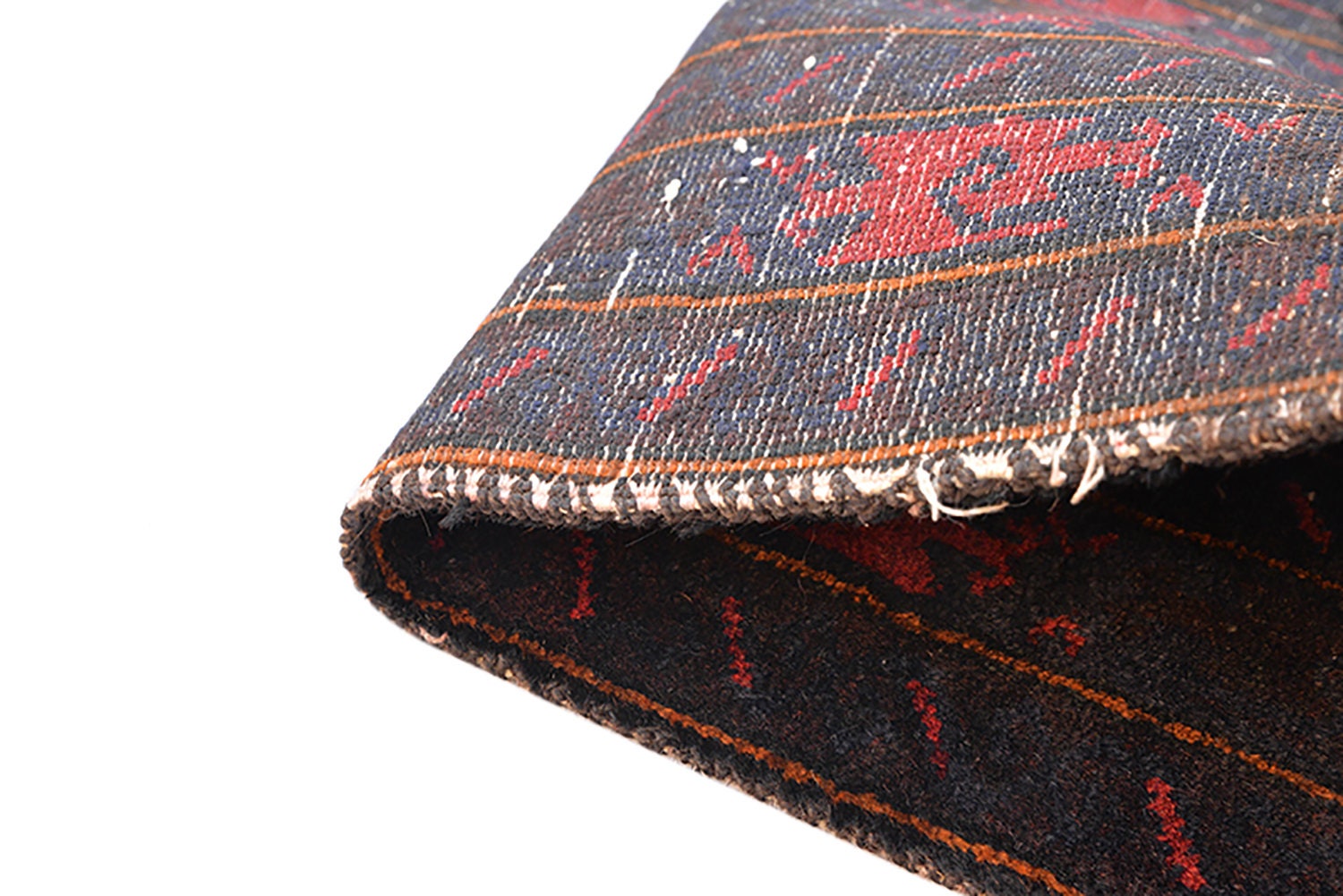 Navy Kazak Rug | 5 x 8 Rug | Blue Red Geometric Rug | Tribal Vintage Rug | Wool Area Rug