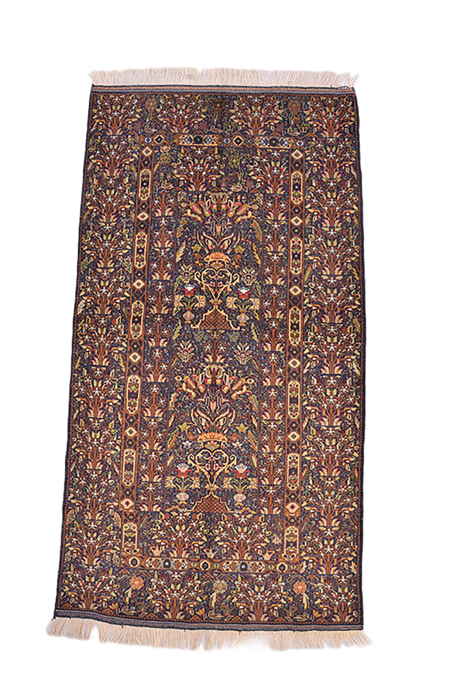 6.7 ft x 3.6 ft, Turkish Vintage Rug, Navy Orange Handmade Rug, Antique Rug Wool, Tribal Floral Area Rug, Dark Rustic Rug