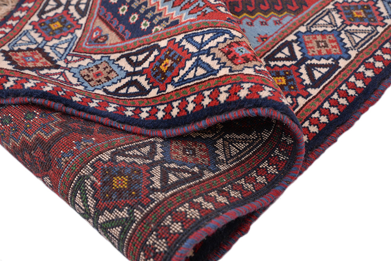 Vintage Tribal Rug | Pink Blue Rug | Afghan Persian Rug | Diamond Pattern Rug | 3 x 5 Feet | Wool Handmade Rug