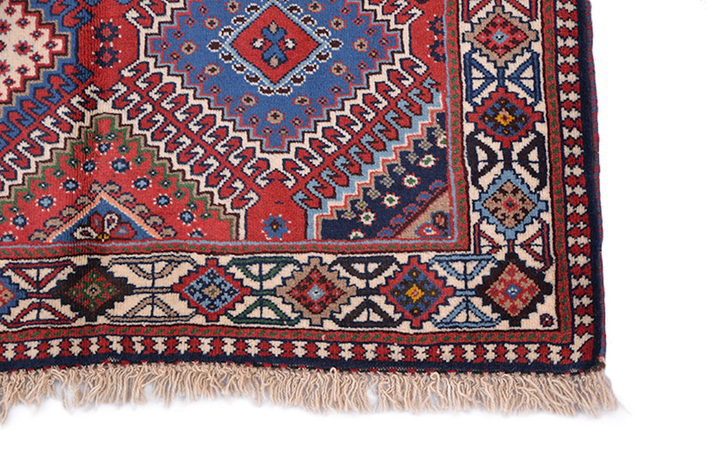 Vintage Tribal Rug | Pink Blue Rug | Afghan Persian Rug | Diamond Pattern Rug | 3 x 5 Feet | Wool Handmade Rug