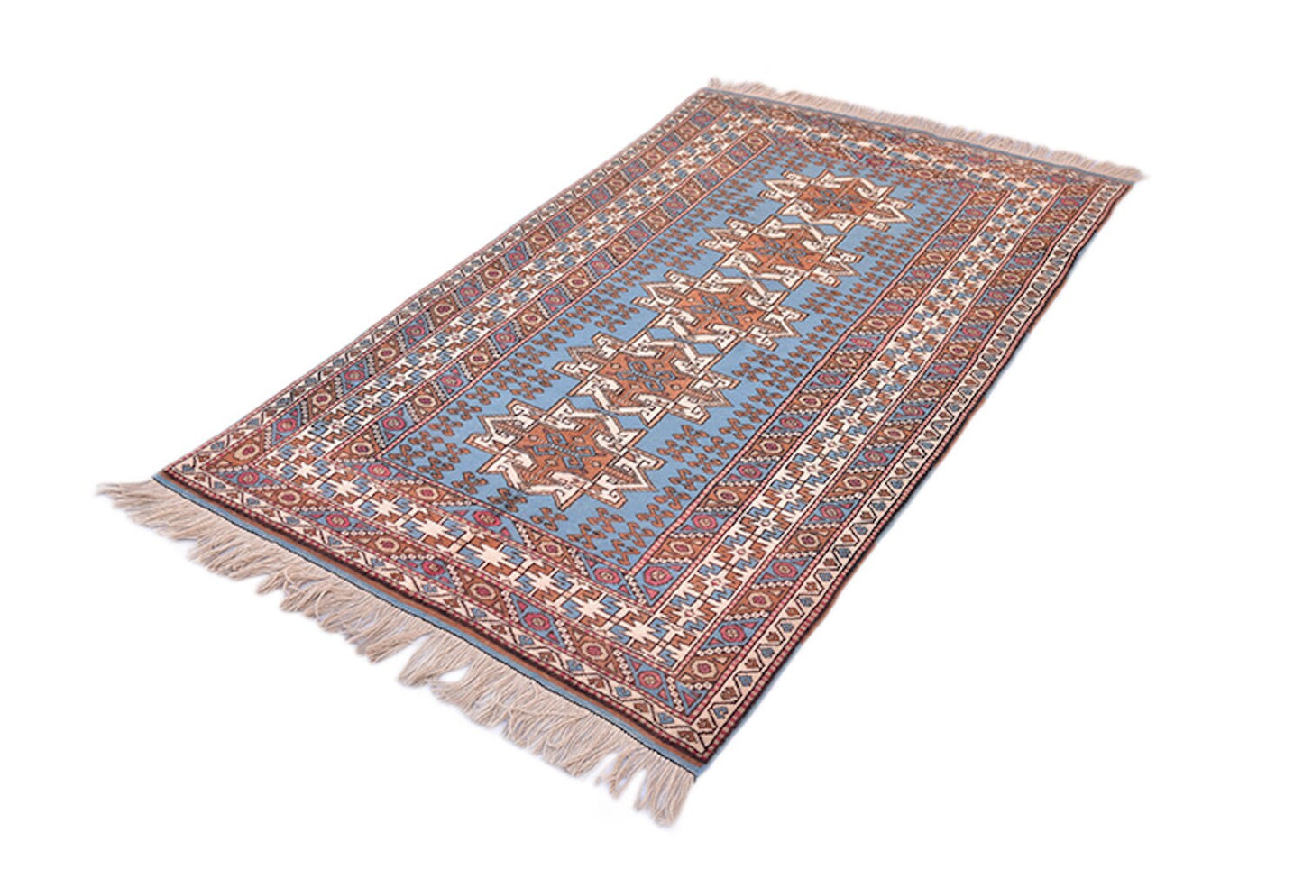 Blue Beige Vintage Rug | 3 x 6 Rug | Baby Blue Rug | Tribal Oriental Persian Rug | Kazak Bohemian Rug | Handmade Rug
