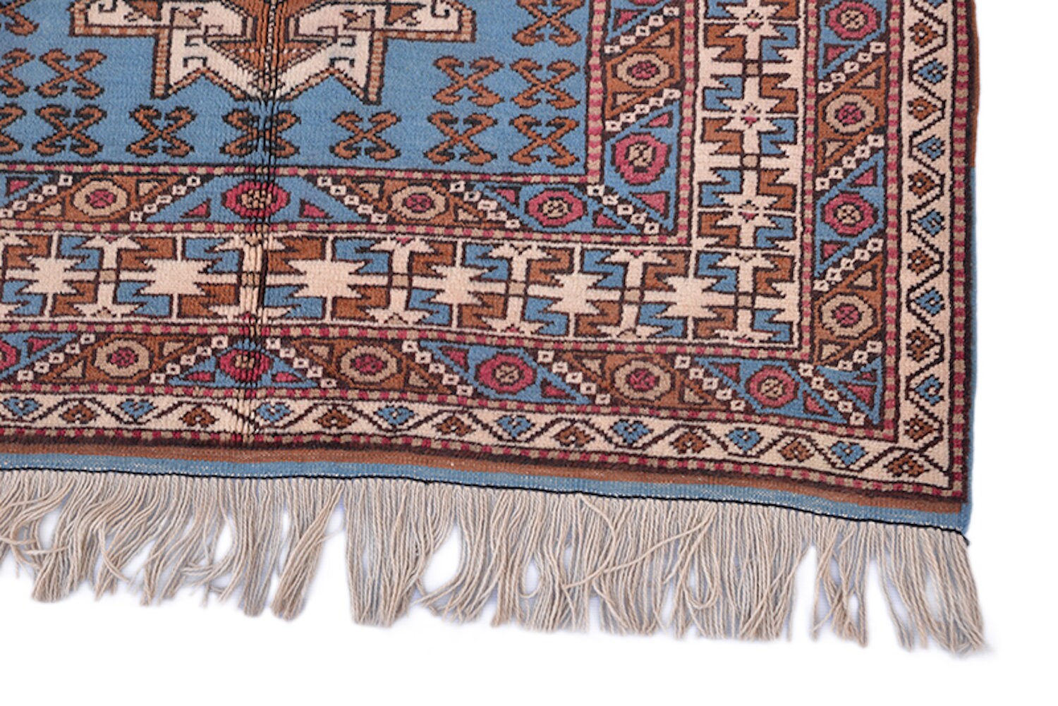 Blue Beige Vintage Rug | 3 x 6 Rug | Baby Blue Rug | Tribal Oriental Persian Rug | Kazak Bohemian Rug | Handmade Rug