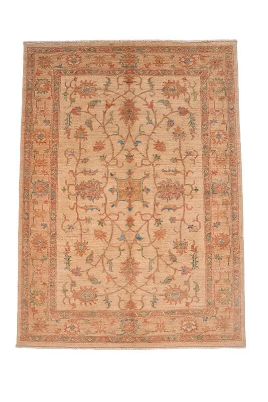 6 x 4 Feet Area Rug | Beige Oriental Rug |  Neutral Rug | Cream Orange Rug | Decorative Rug | Vintage Hand Knotted Rug | Floral Area Rug