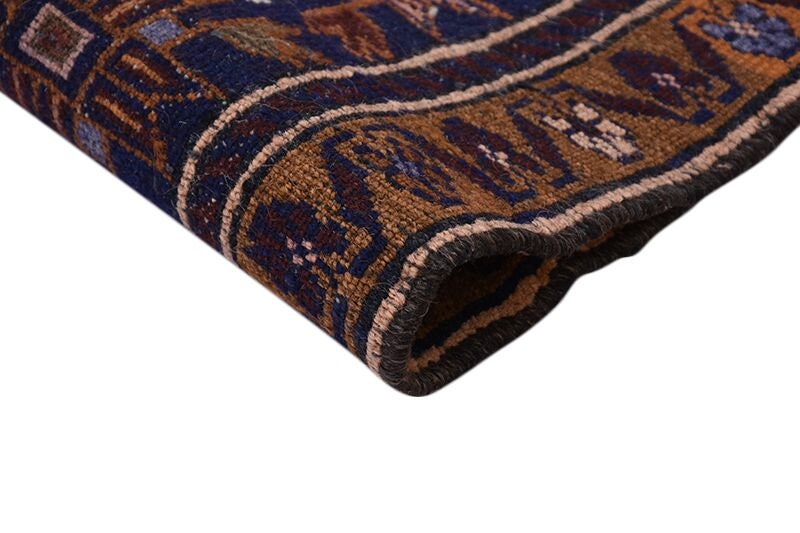 Navy Vintage Rug | Navy Blue Tribal | Wool Oriental Rug | 4 x 6 ft Area Rug | Decorative Accent Rug