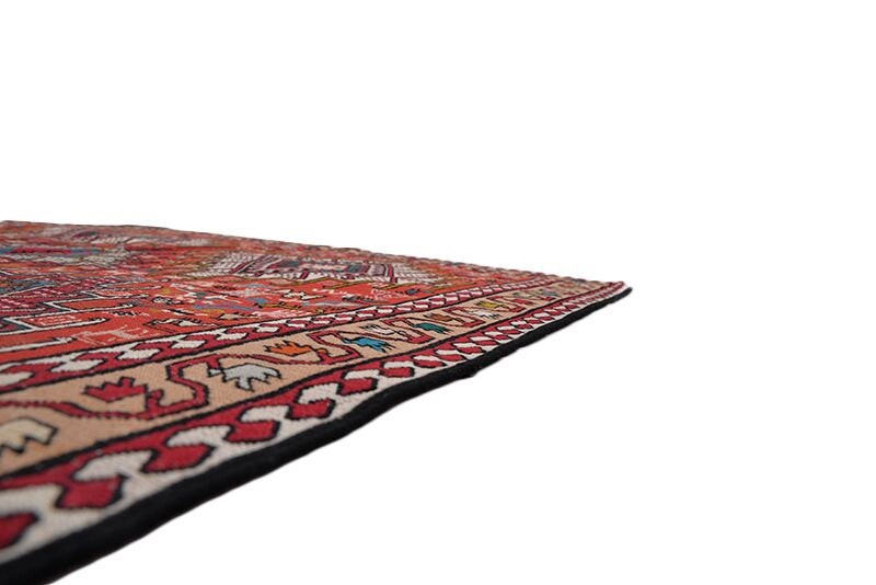 6 x 4 Ft Area Rug | Tribal Red Geometric Rug | Red Orange Geometric Rug | Ikat Vintage | Decorative Rug | Hand Knotted Rug | Bohemian Rug