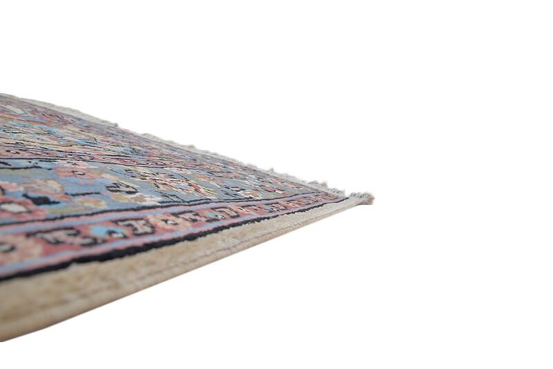 Light Blue Pink Silk 4x6 Rug |Oriental Medallion Style Hand Woven Vintage Area Rug