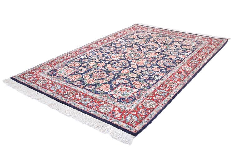 Blue Red Rug | Traditional Rug | Red Oriental Rug | 4 x 6 Ft Area Rug | Hand Knotted Rug | Decorative Area Rug