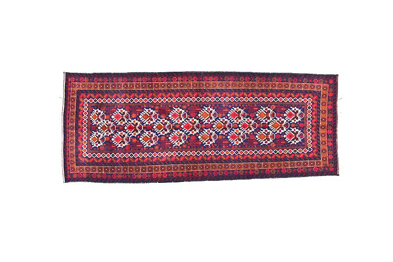 Vintage Runner Rug | Red and Blue Rug | Tribal Print Rug | Runner Rug | 3 x 11 Runner Rug | Wool