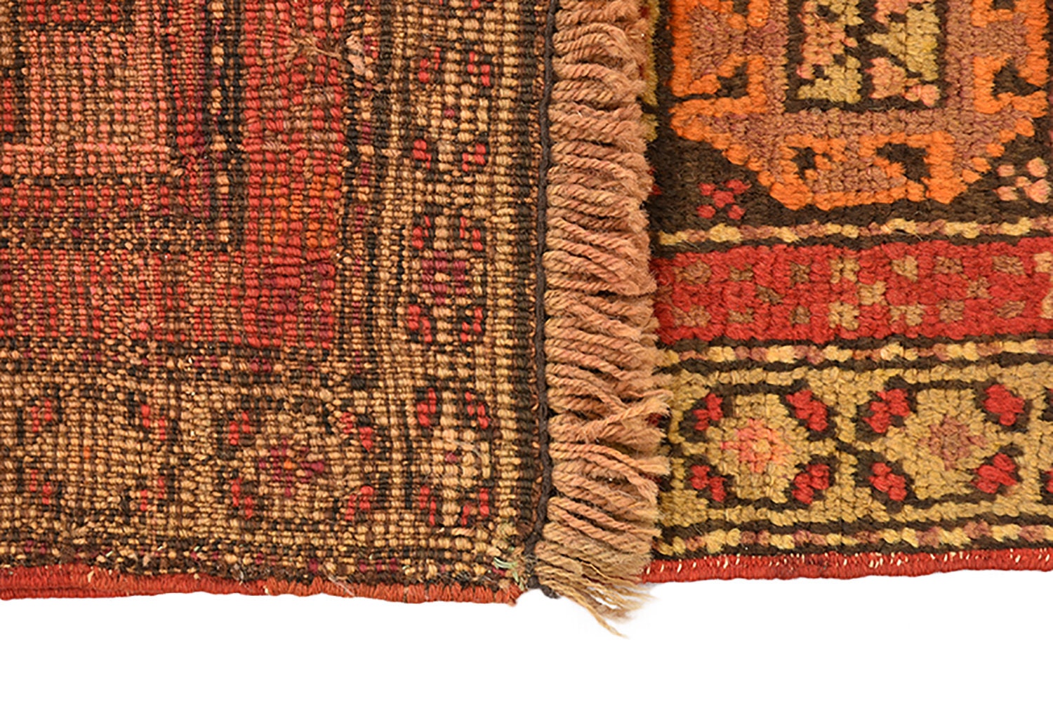 Long Antique 3x7 Runner Rug | Red Yellow  Bohemian Rug | Vintage Tribal Rug | Wool Handmade Rug | Antique Oriental Rug