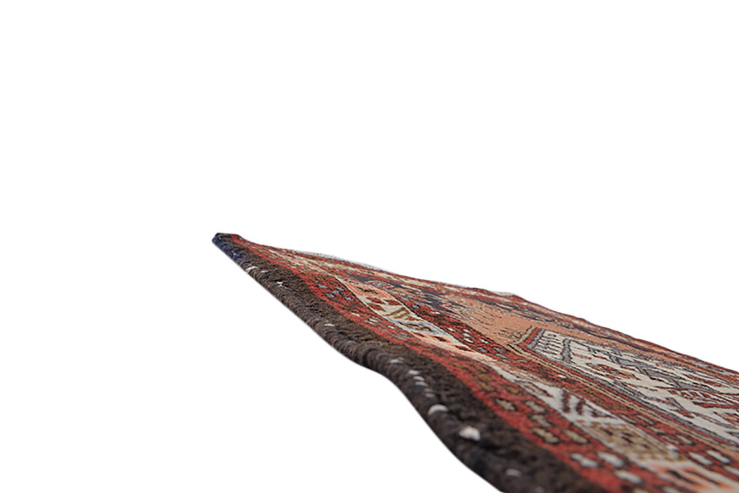Long 2x9 Vintage Runner | Persian Turkish Geometric Design in Brick & Navy Blue