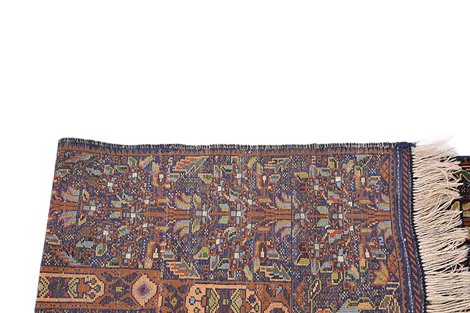 6.7 ft x 3.6 ft, Turkish Vintage Rug, Navy Orange Handmade Rug, Antique Rug Wool, Tribal Floral Area Rug, Dark Rustic Rug