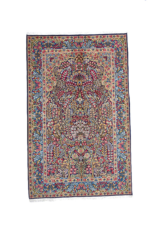 Oriental Antique 5x8 Persian Style Rug | Pink Blue Landscape | Luxury Fine Wool Rug | Bright Colorful Vibrant