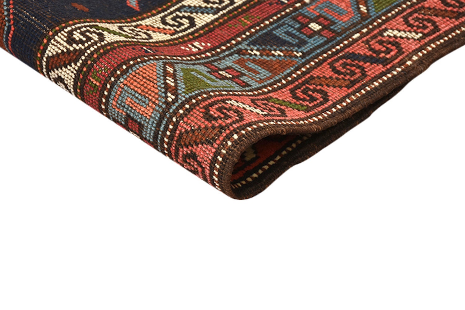 Vintage Kazak Tribal 4x7 Rug | Geometric Red Blue Rug | Bright Medallion Rug | Boho Style | Wool Hand Knotted Rug