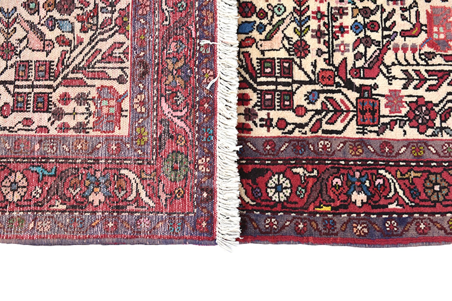 Birds & Plants  3 x 5 Colorful Rug | Red and Beige Rug | Vintage Persian Kazak | Hand Woven Antique Rug | Persian Style Landscape Rug