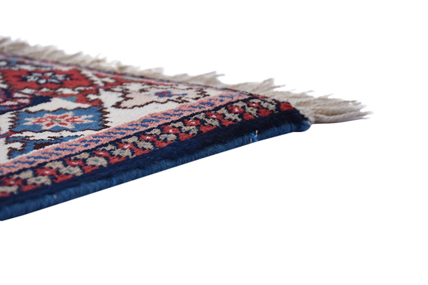 Blue Pink Rug | Bohemian Style | Rustic Vintage Rug | 3x5 ft | Hand Woven Area Rug | Wool Rug | Decor Rug