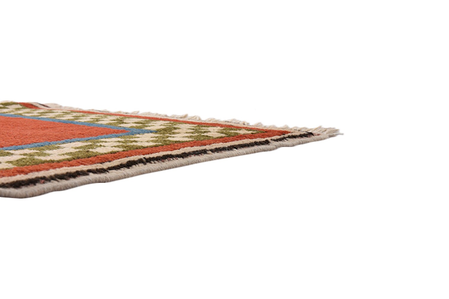 Tribal Handmade Rug | Kazak Vintage Rug | Geometric Nomadic Rug | Red Blue Rug | Medallion Wool Rug