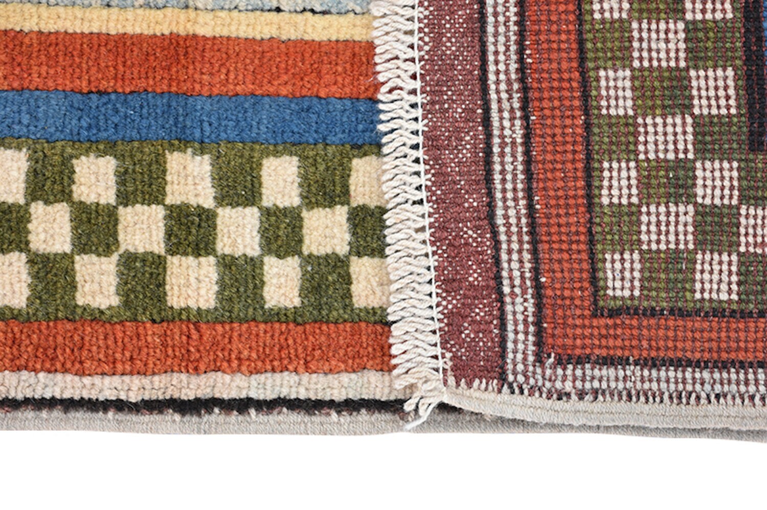 Tribal Handmade Rug | Kazak Vintage Rug | Geometric Nomadic Rug | Red Blue Rug | Medallion Wool Rug