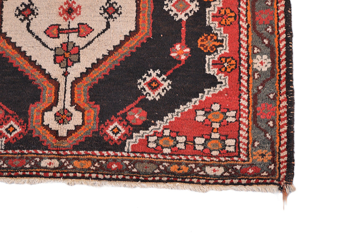 Black Red Vintage Rug | Tribal Afghan Persian Rug | 3 x 5 Rug | Hand Knotted Rug | Nomadic Boho Rug