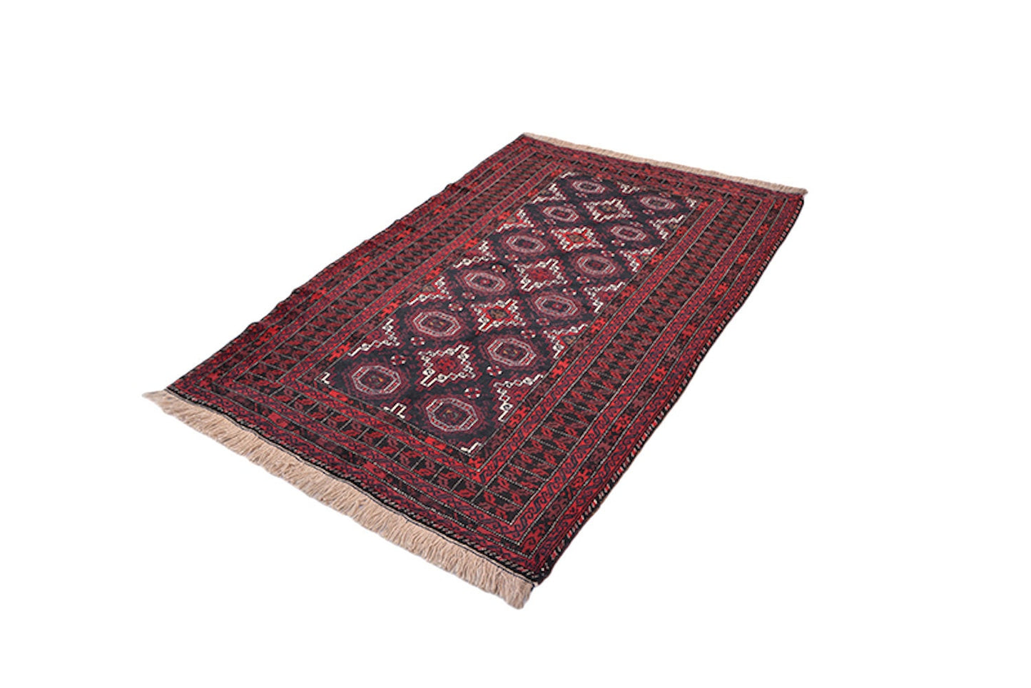 Dark Red Turkish Persian Rug | Red Oriental Rug Vintage | Traditional Rug | 4 x 6 Rug | Wool Rug | Geometric Rug