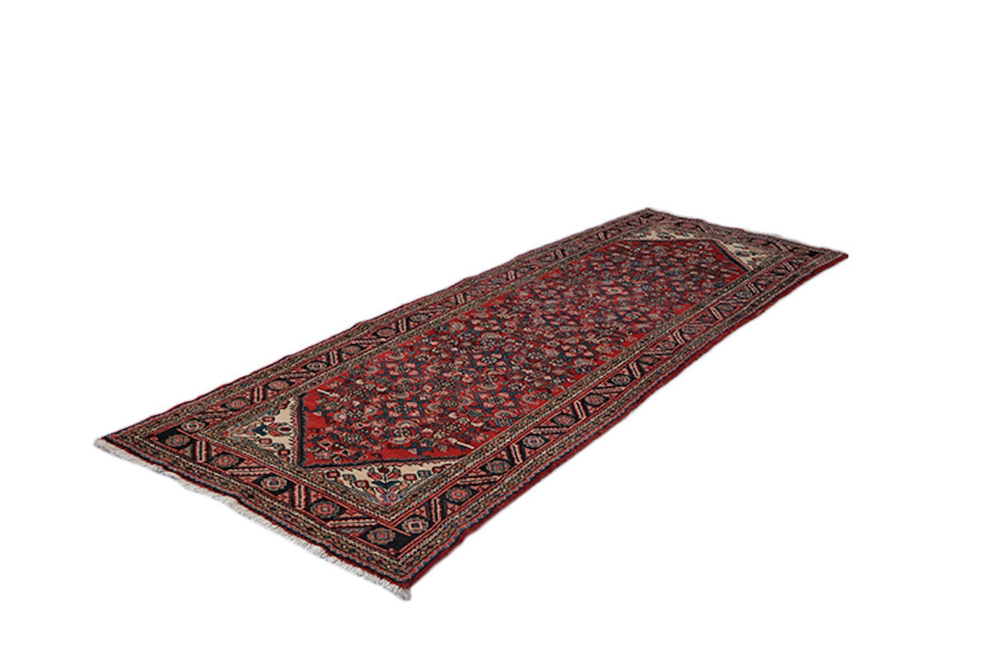 Red Oriental Runner Rug, Long 3 x 10 Feet, Persian Style Design, Hand knotted Wool Antique Runner