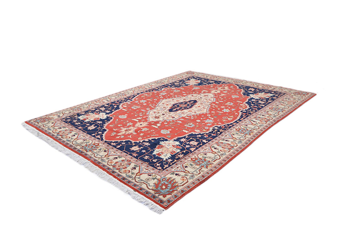 Red Navy Medallion Rug, Antique Turkish Kazak Rug, 8 x 10 Feet, Oriental Traditional Rug, Vibrant Hand Knotted Area Rug