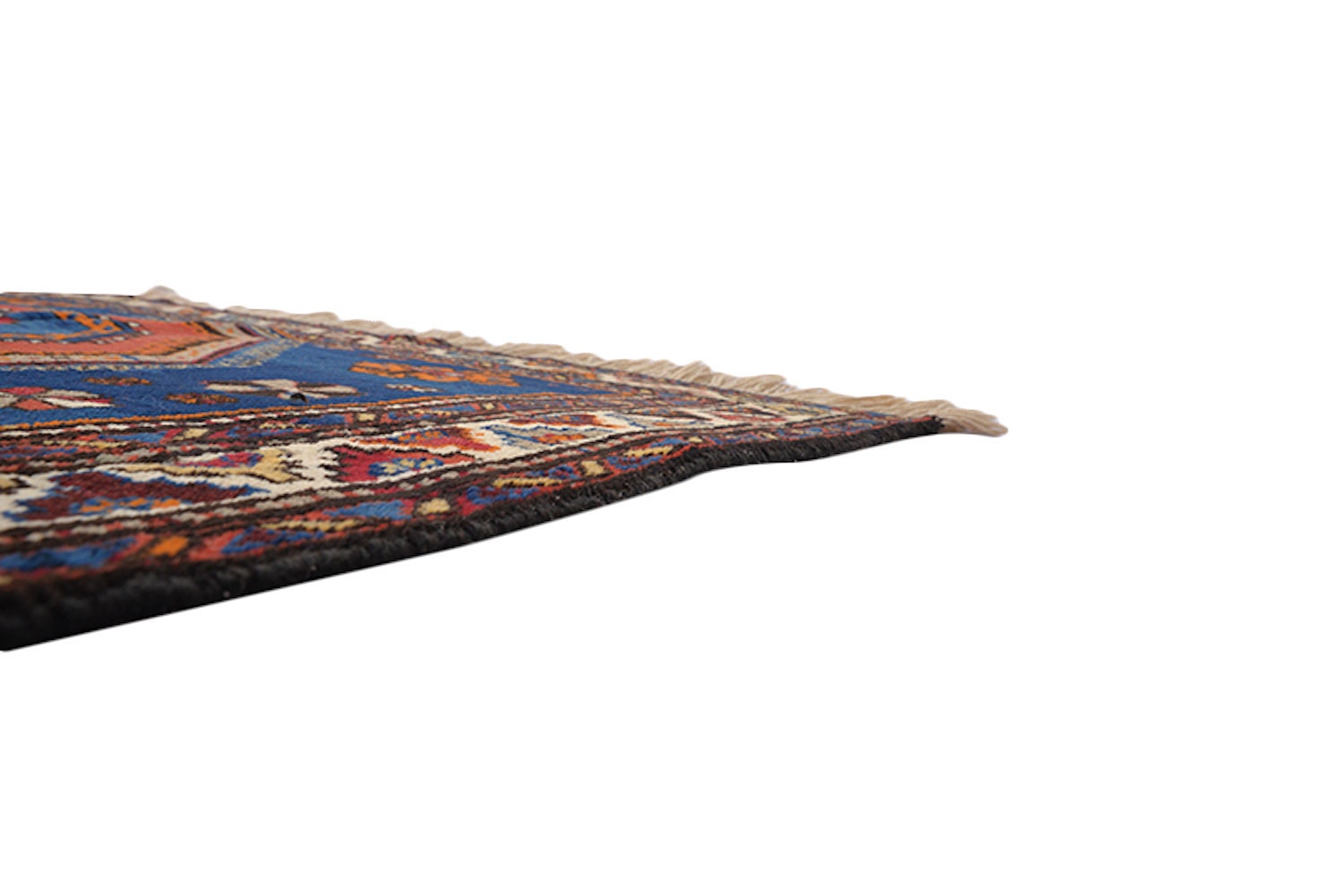 Bright Orange Blue Tribal Rug | Boho Eclectic Rug | 4 x 6 Feet | Kazak Antique Handmade Carpet | Vibrant Colorful