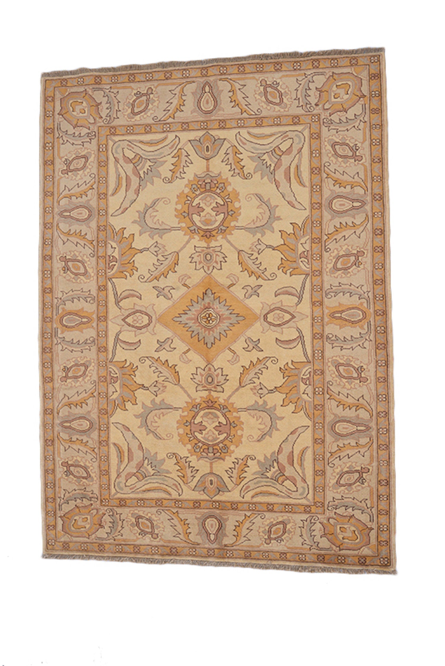 Beige Oriental Rug | 4 x 6 ft | Neutral Floral Area Rug | Hand Knotted Rug | Authentic Persian Rug