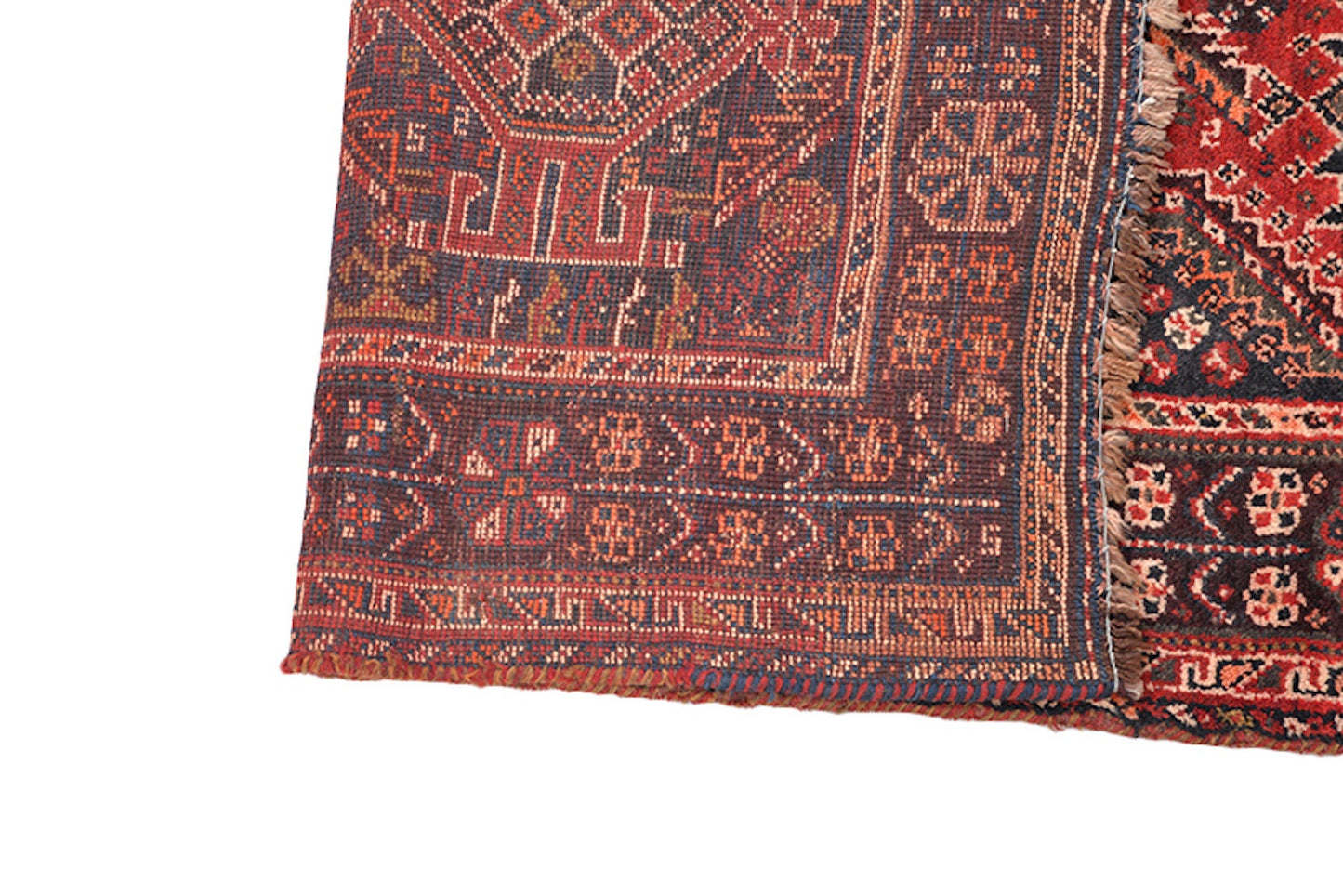 Red Medallion Handmade Rug | Red Navy Blue | 4 x 7 Ft | Persian Turkish Style | Boho Tribal Nomadic | Hand Knotted Wool Rug