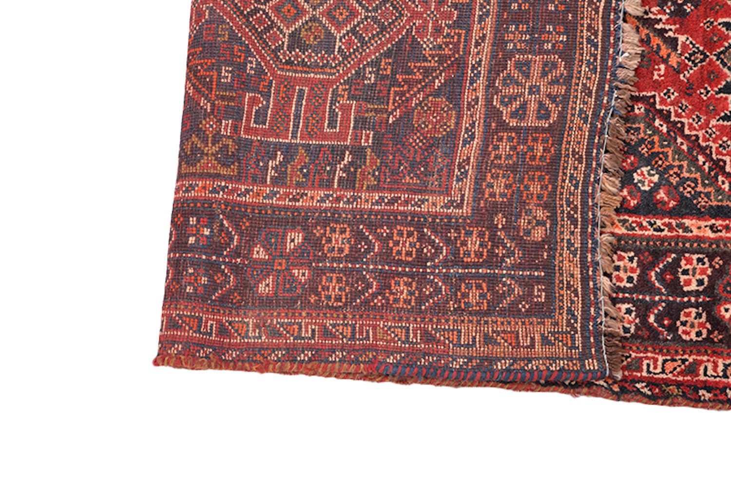 Red Medallion Handmade Rug | Red Navy Blue | 4 x 7 Ft | Persian Turkish Style | Boho Tribal Nomadic | Hand Knotted Wool Rug