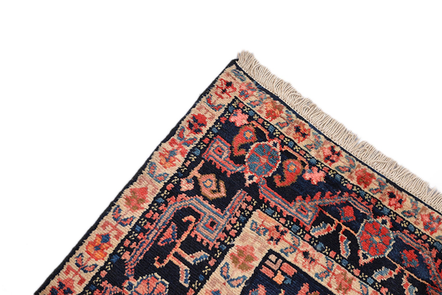 Oriental Handmade Rug | Orange Coral & Blue | 4 x 7 Feet | Geometric Tribal Floral Rug | Accent Rug | Handwoven Wool Rectangle Rug