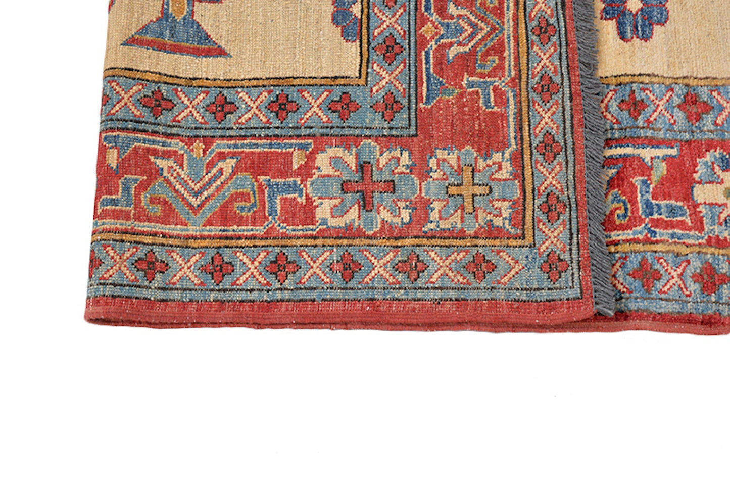 Geometric Traditional Handmade rug | 4 x 7 Feet | Red Blue Beige Rug | Tribal Vintage Rug | Rustic Style Rug | Antique Wool Rug