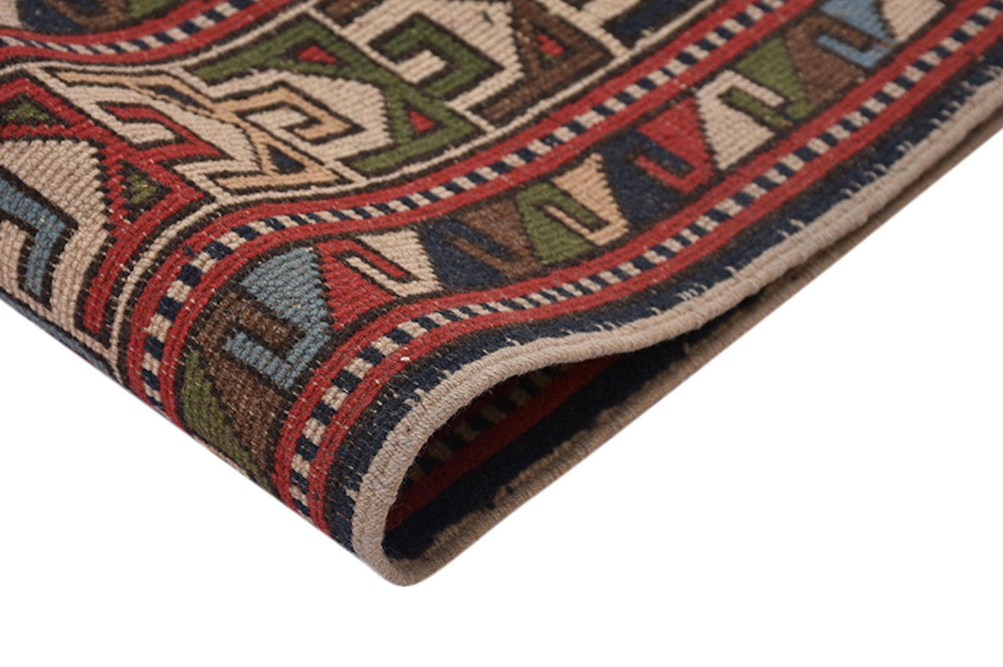 Vintage Kazak 4x6 Rug | Red Beige Geometric Rug | Tribal Boho Nomadic Rug | Accent Rug | Wool Antique Rug