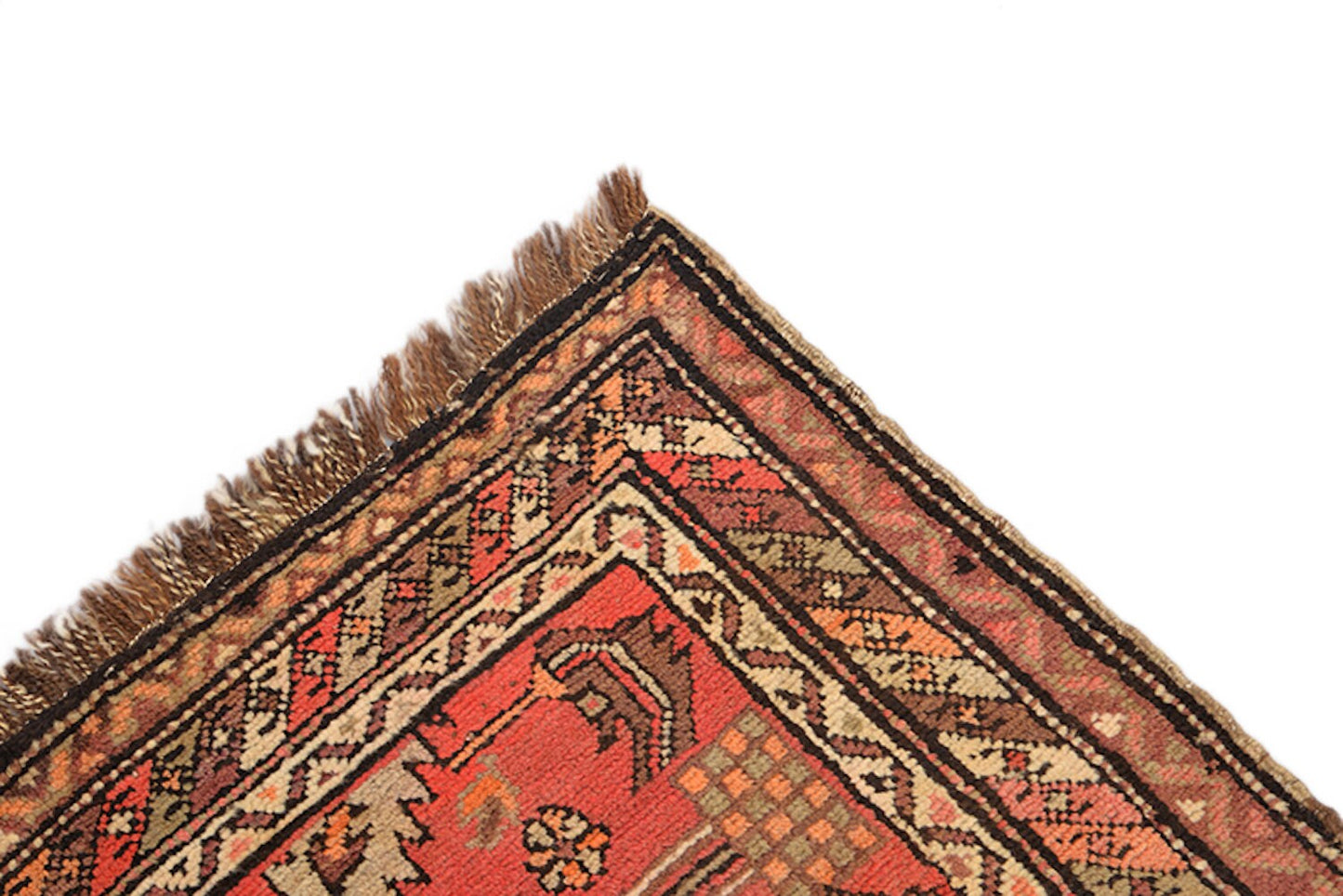 Coral Brown Ikat Rug | 3 x 5 Feet | Geometric Rug | Bright Boho Rug | Accent Rug | Wool Handwoven Rug | Persian Kazak Rug
