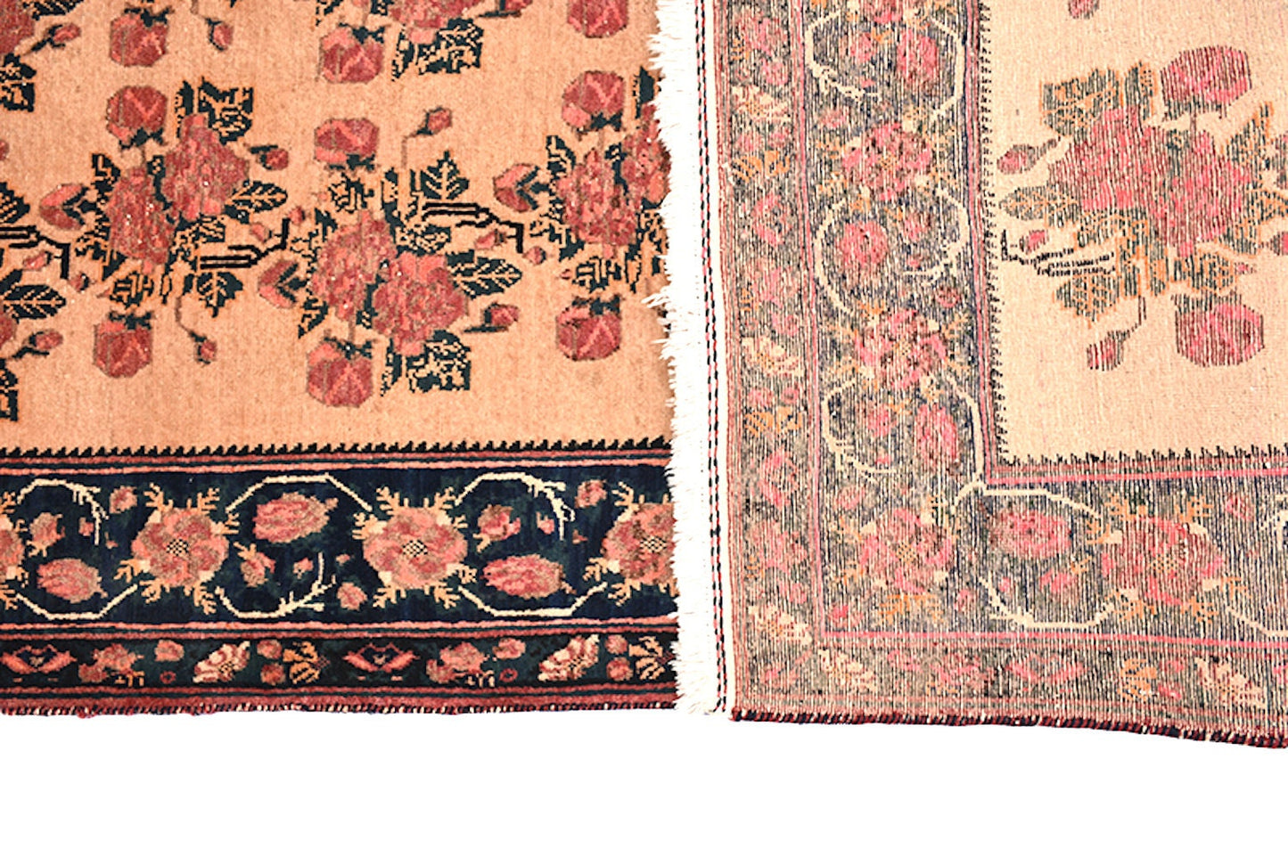 Floral Persian 5x7 Pink Navy Vintage Rug | Wool Medium Pile Rug | Farmhouse Style Rug | Antique Wool Area Rug