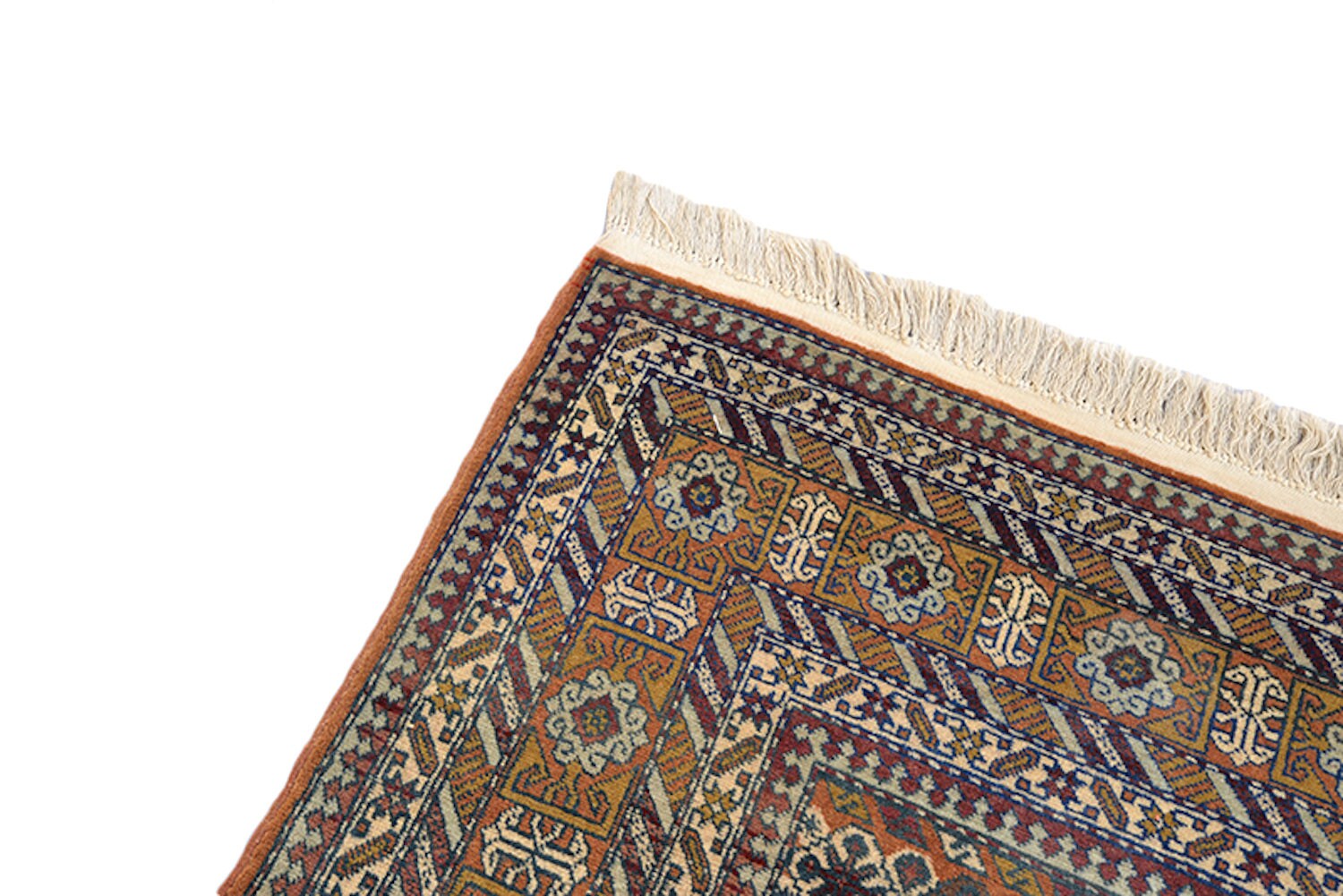 Light Orange Persian Rug | Yellow Mustard Color Tribal Geometric Motifs | Green Blue Highlights | 4 x 7 Feet | Rustic Style Rug