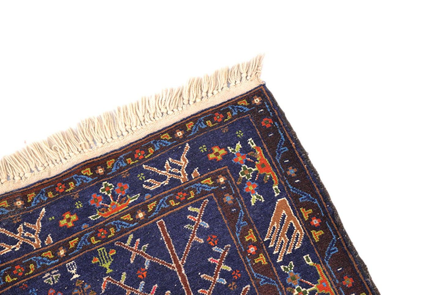 6.2 x 3.6 Ft | Blue Tribal Rug | Brown Beige Medallion Rug | Vintage Rug | Rustic Geometric Rug | Oriental Wool Hand Knotted Rug