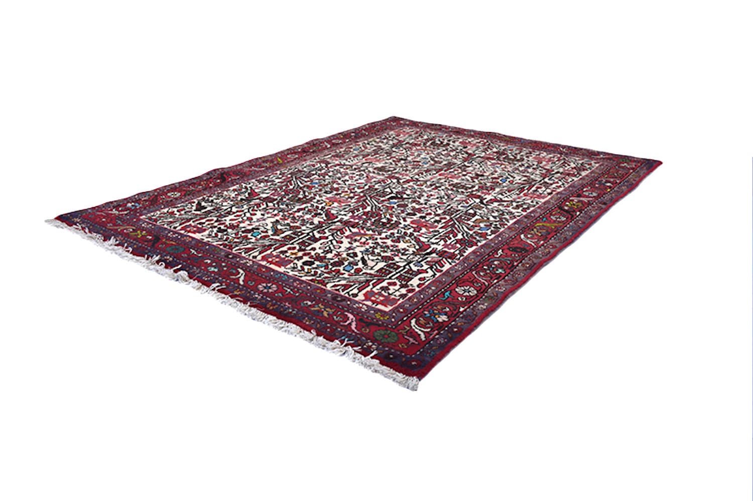 Birds & Plants  3 x 5 Colorful Rug | Red and Beige Rug | Vintage Persian Kazak | Hand Woven Antique Rug | Persian Style Landscape Rug