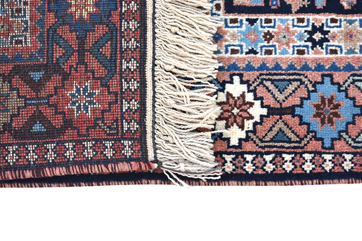 Navy & Pink Rug | Rustic Vintage Rug | Hand Woven Area Rug | 3 x 5 Ft Rug | Antique Rug | Wool Rug |Geometric Diamond Medallions