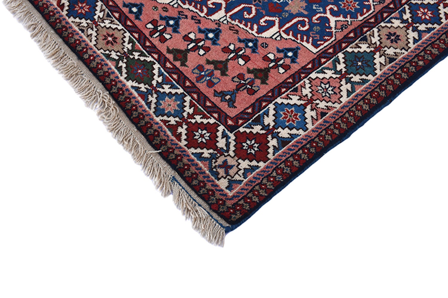 Blue Pink Rug | Bohemian Style | Rustic Vintage Rug | 3x5 ft | Hand Woven Area Rug | Wool Rug | Decor Rug