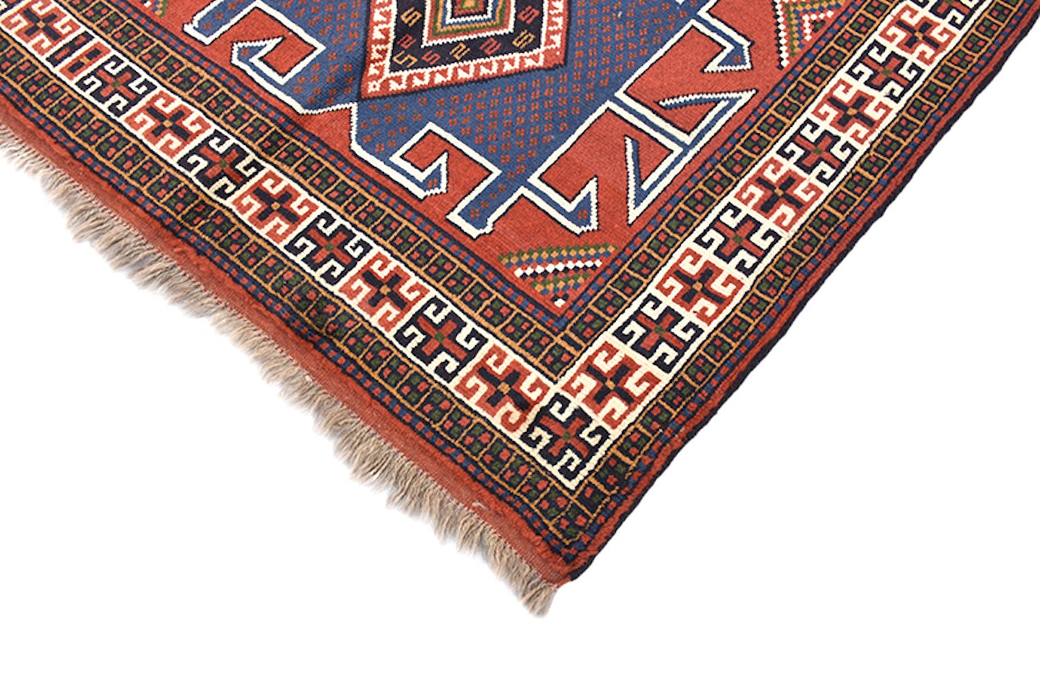 Tribal Vintage Rug | Bohemian Rug | Muticolor | 4 x 6 ft | Geometric Rug | Yellow Blue Red Rug | Kazak Rug | Wool Hand knotted rug