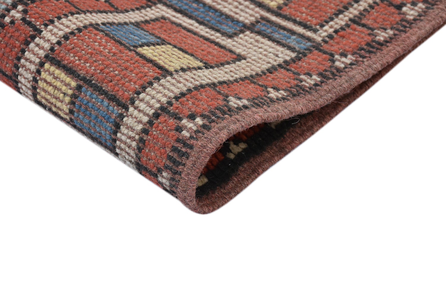 Light Blue Handmade Rug | Geometric Medallion Rug | Kazak Rug | 4x6 Rug | Wool Soft Pile | Multicolor