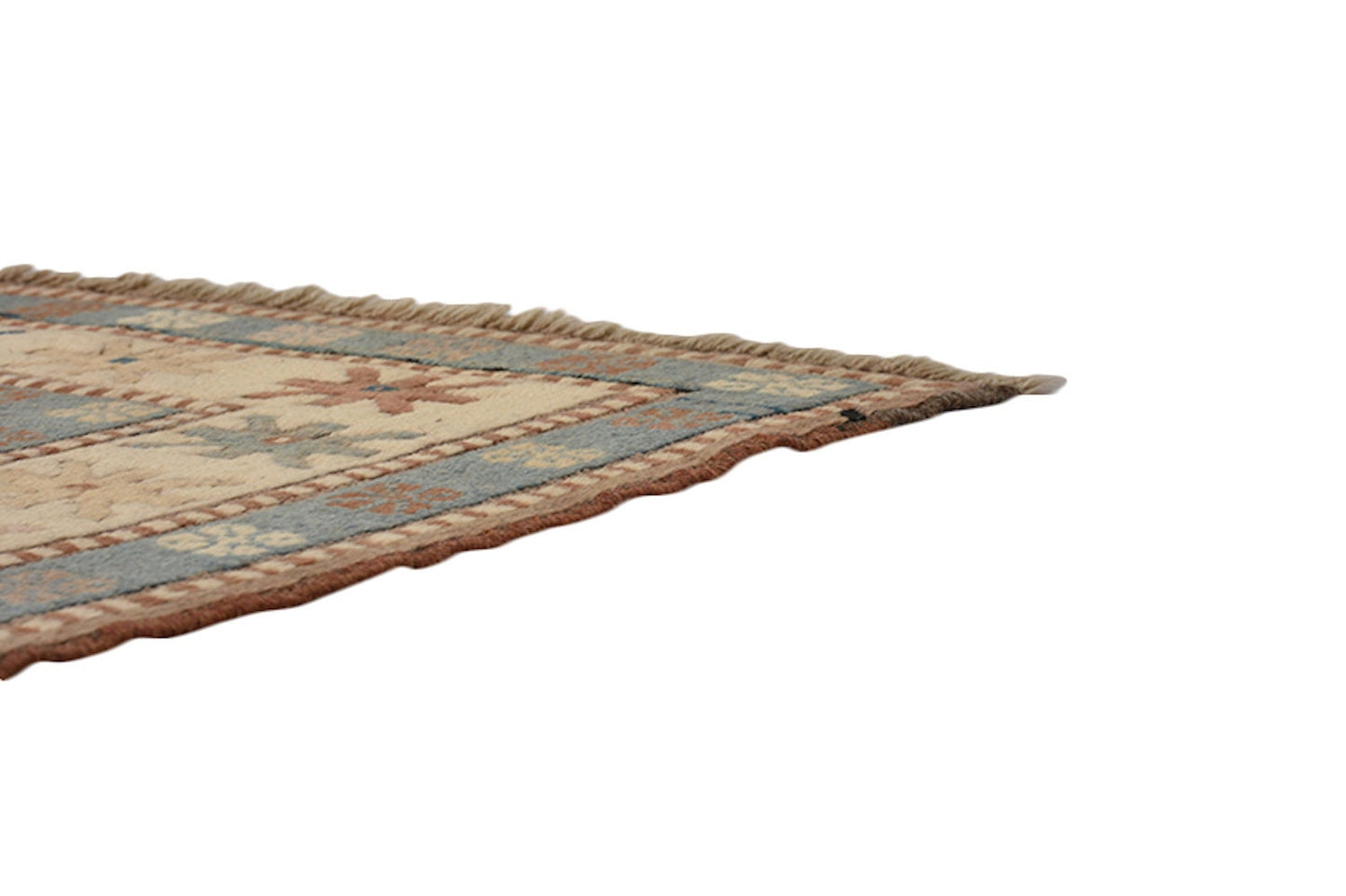 7.3 x 4.6 Feet Hand knotted rug, Brown & teal rug, Vintage geometric rug, Rustic nomadic rug, Eclectic Wool Antique Rug