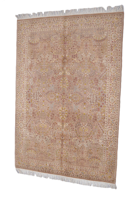 Beige Area Rug | 4 x 6 Ft Rug | Beige Rug | Neutral Colored Rug | Hand Knotted Rug | Light Brown Area Rug