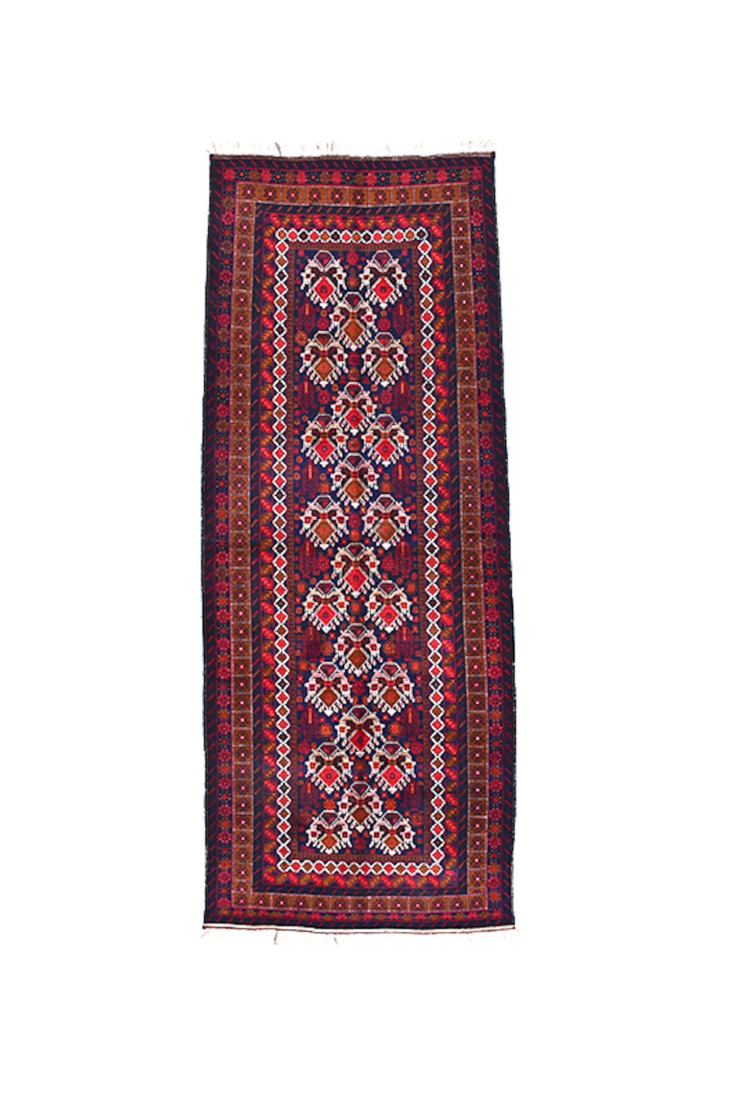 Vintage Runner Rug | Red and Blue Rug | Tribal Print Rug | Runner Rug | 3 x 11 Runner Rug | Wool